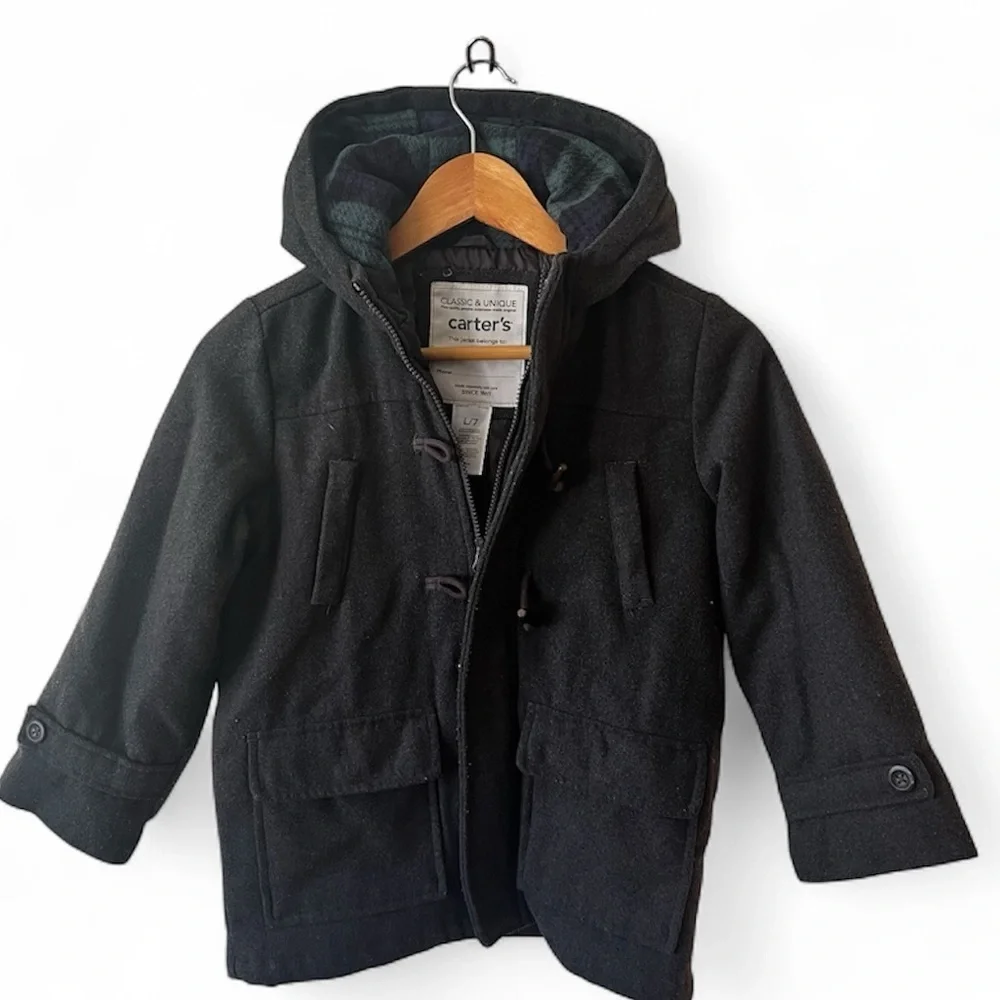 Carter's Black Hooded Pea Coat for Kids